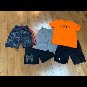 Lot of used Under Armour size JM shorts and shirt